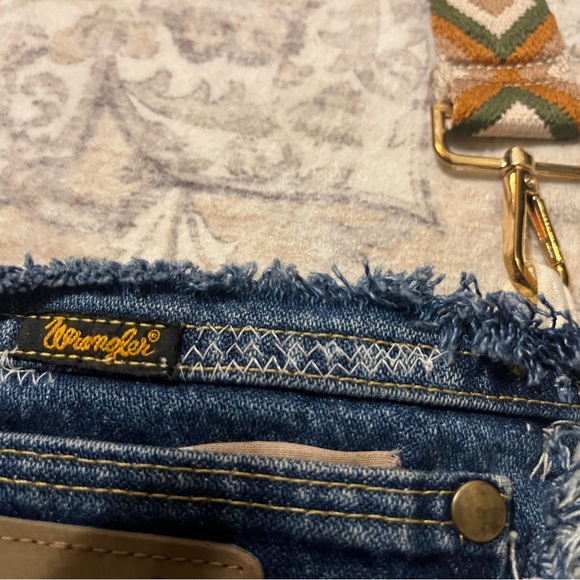 Wrangler Blue Denim Shorts with Fringe - Picture 3 of 6